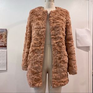 Light Pink/Light Peach Fake Fur Jacket / Coat